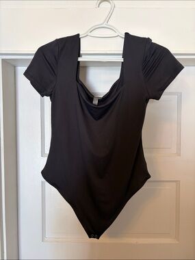 Second Skin Overalls Black Scoop-Back Bodysuit